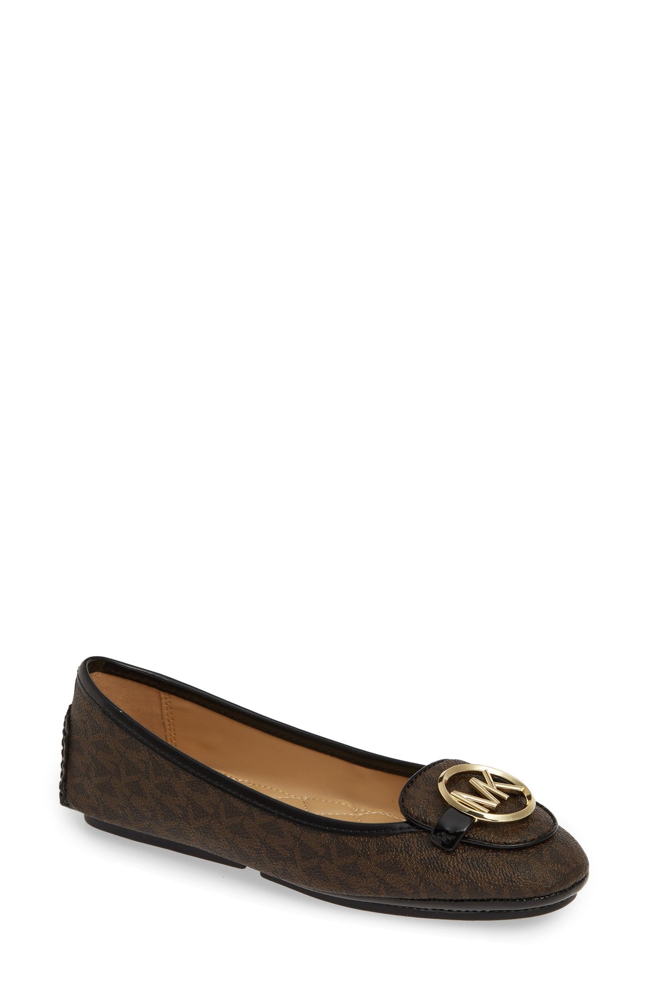 MICHAEL Michael Kors Lillie Moc Women's Shoes Brown Mini MK Logo Semi Lux/Patent : 9.5 M, Leather - Bellso